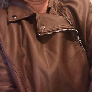 Brown Faux Leather Jacket